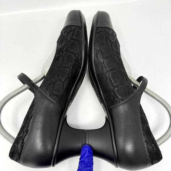 SAS Isabel Mary Jane Heel Snake Womens 11N Black Leather Comfort Dark Academia - Picture 7 of 9